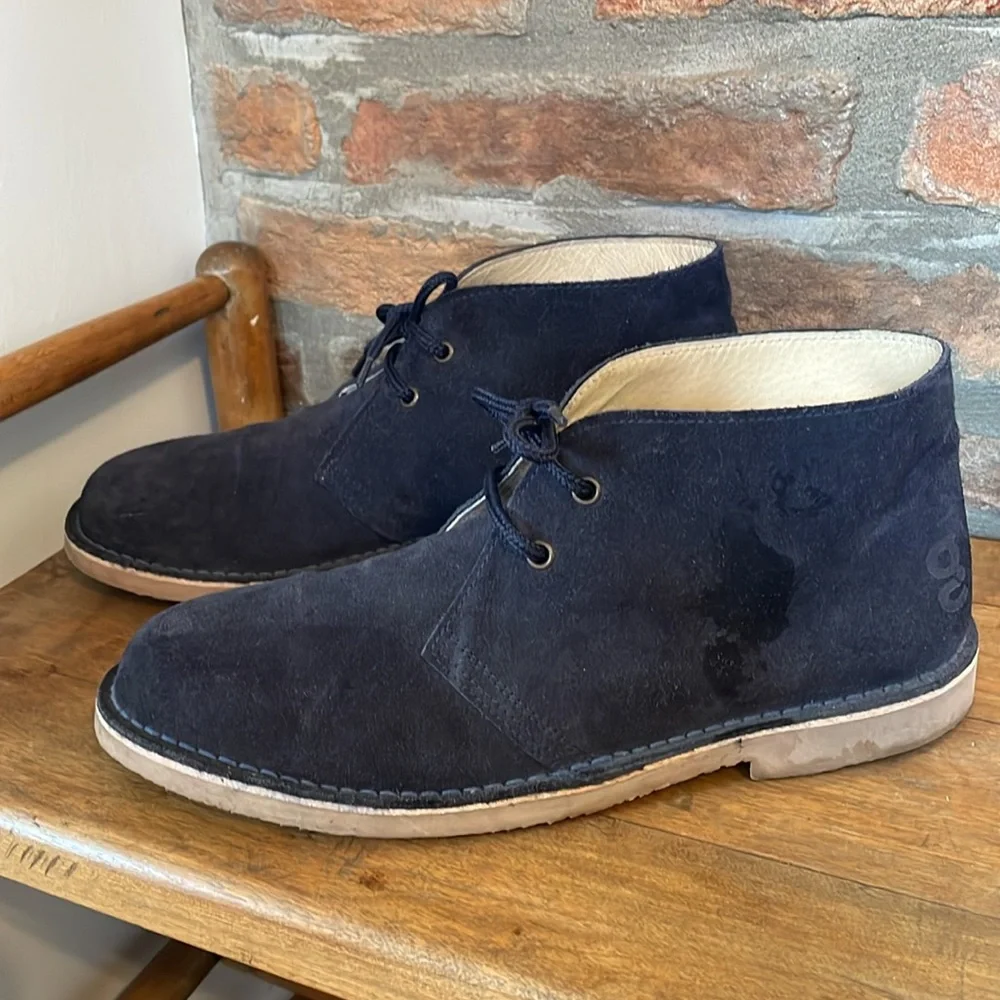 Green Coast Made in Spain Men's Chukka Boot Navy Blue Suede Lace Up Size 10.5/44